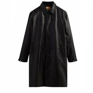 RARE NWT KITH Brighton Over Coat Embossed Paisley Print  Black Leather Trench